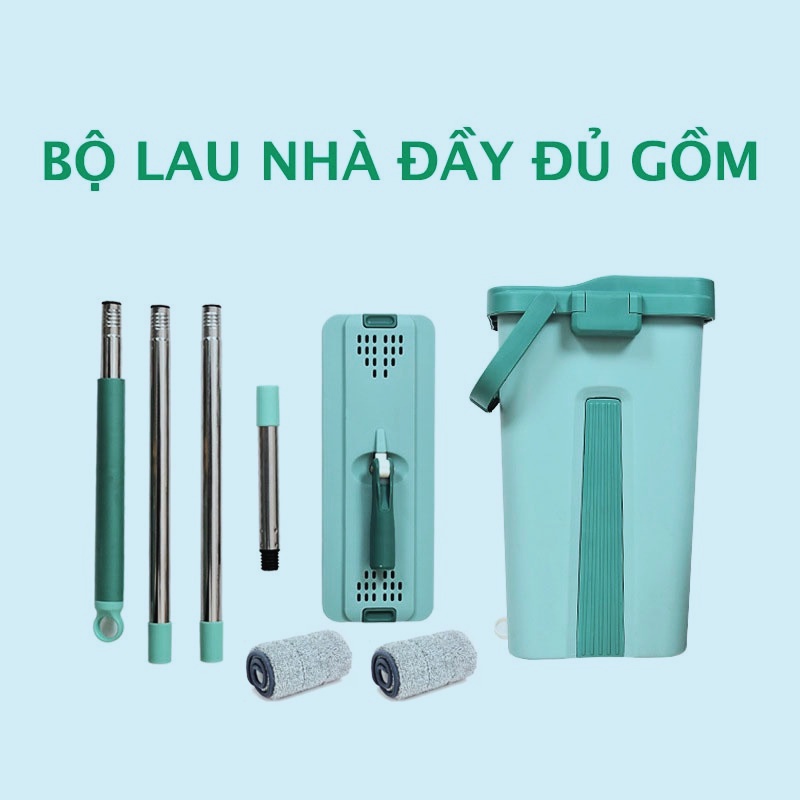 Cây Lau Nhà 360 Tháo Lắp Thông Minh, Có Thùng Tự Vắt, Tặng Kèm 2 Bông Lau