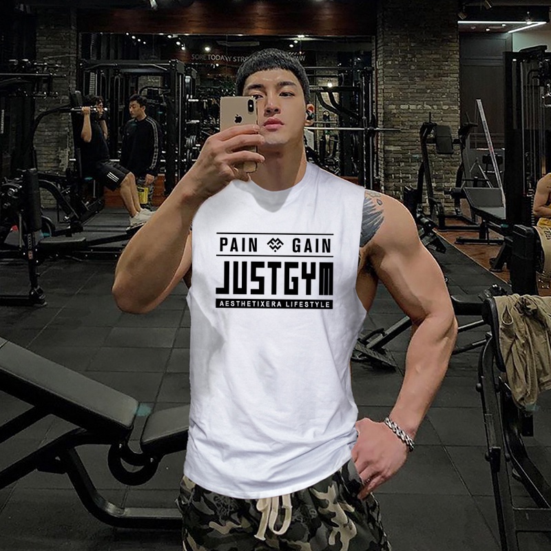 Áo thun ba lỗ tanktop nam tập gym In hình 𝐏𝐀𝐈𝐍 𝐆𝐀𝐈𝐍 vải cotton thoáng mát hút mồ hôi nhiều màu đủ size