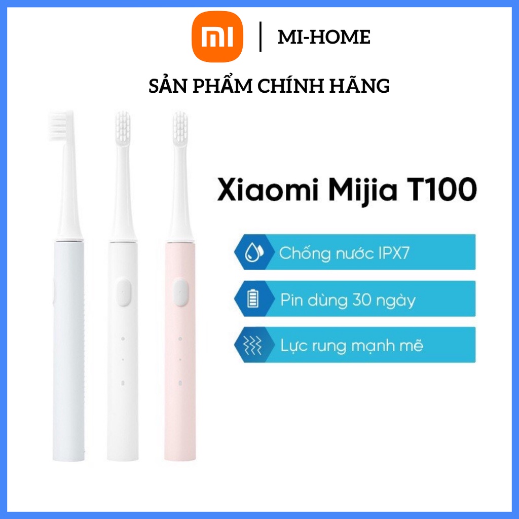 Bàn Chải Điện Du Lịch Xiaomi Mijia T100, Kháng Nước Nhỏ Gọn, Hàng Chính Hãng, Bảo Hành 12 Tháng