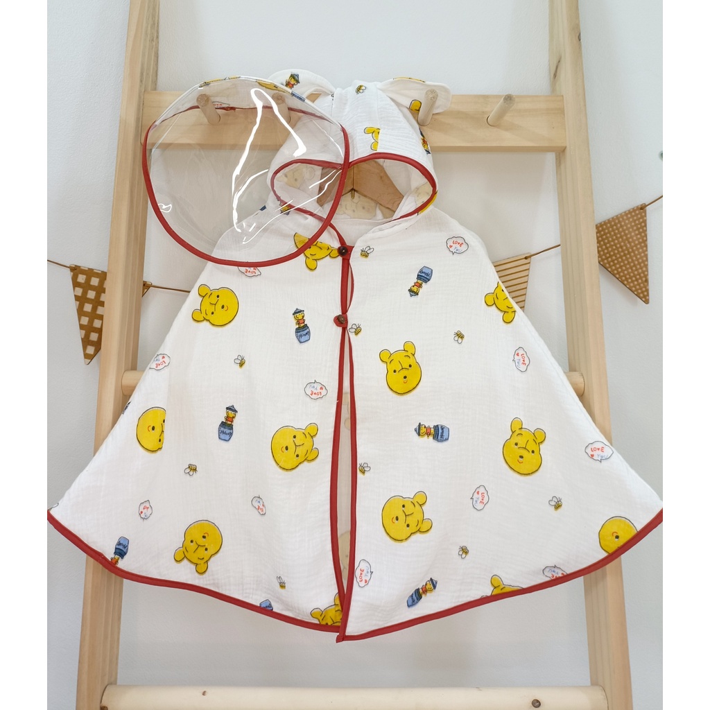 Áo choàng cho bé chất xô muslin có tấm chắn giọt bắn HABY KIDS