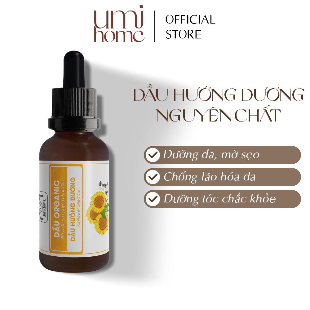 Dầu Hướng Dương giảm bã nhờn, giúp liền sẹo trẻ hoá da hữu cơ UMIHOME nguyên chất | Sunflower oil 100% Organic 10ML