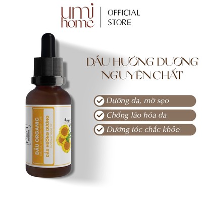 Dầu Hướng Dương giảm bã nhờn, giúp liền sẹo trẻ hoá da hữu cơ UMIHOME nguyên chất | Sunflower oil Organic 10ml