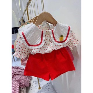 Set áo kèm quần thô đũi bé gái