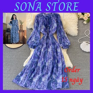 Váy đầm nữ tiểu thư dáng dài thanh lịch cổ điển hàng thiết kế cao cấp sang chảnh bánh bèo SONA STORE order 15-25ngày