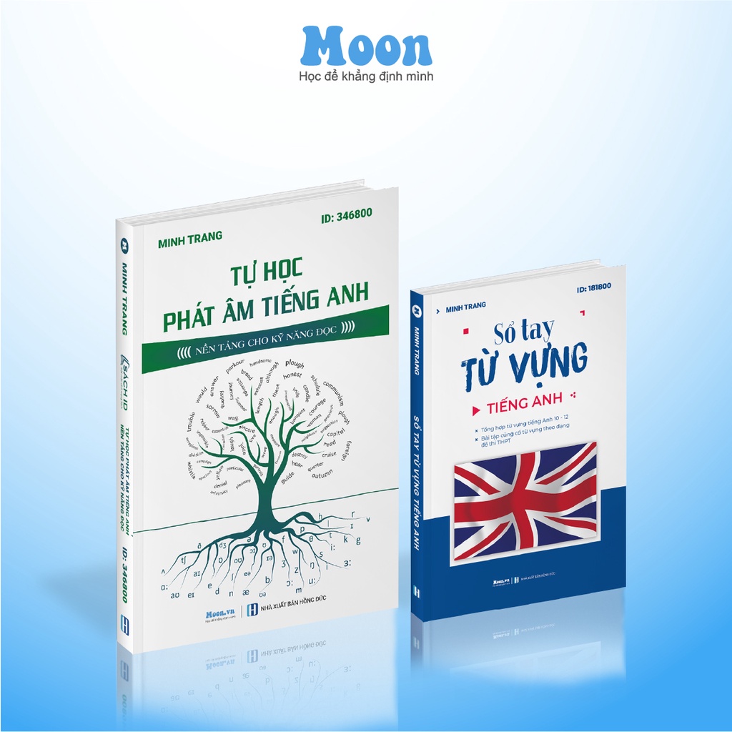 Combo 2 sách tự học phát âm và từ vựng tiếng anh theo chủ đề, sổ tay luyện thi tiếng anh moonbook