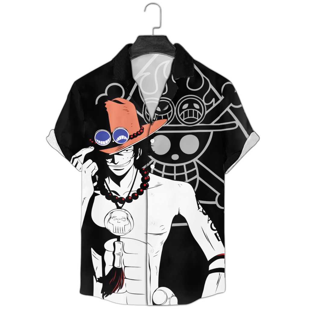 Áo sơ mi đi biển, áo Hawaii chất lụa mềm thoáng mát in hình One Piece Unisex Size S-3XL