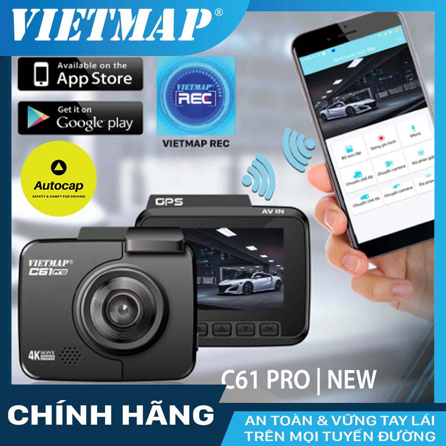 Camera hành trình VIETMAP C61 Pro (bản 2023) cho xe ô tô kèm thẻ nhớ 32G, 64G, 128GB