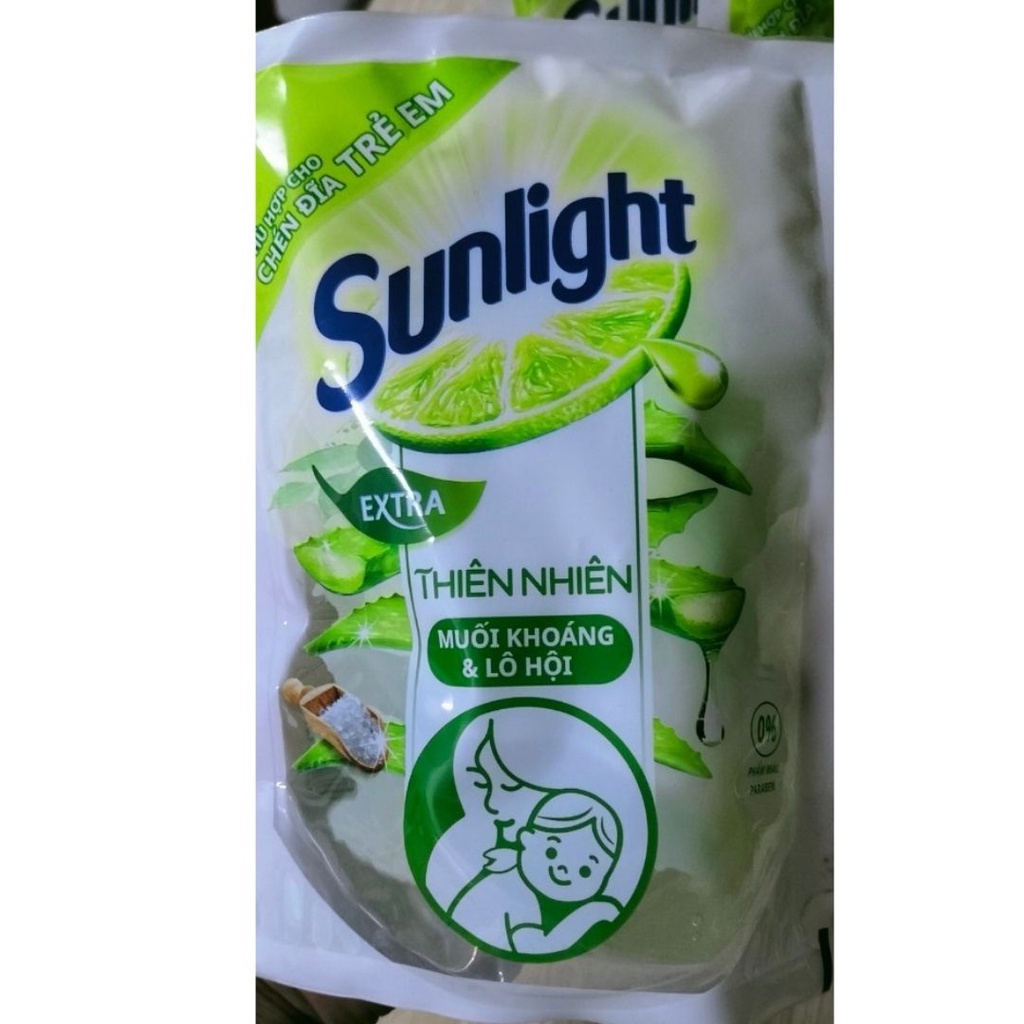 Combo 3 Bịch Nước rửa chén Sunlight Thiên Nhiên Muối Khoáng & Lô Hội túi 550g*3- Hàng Tặng