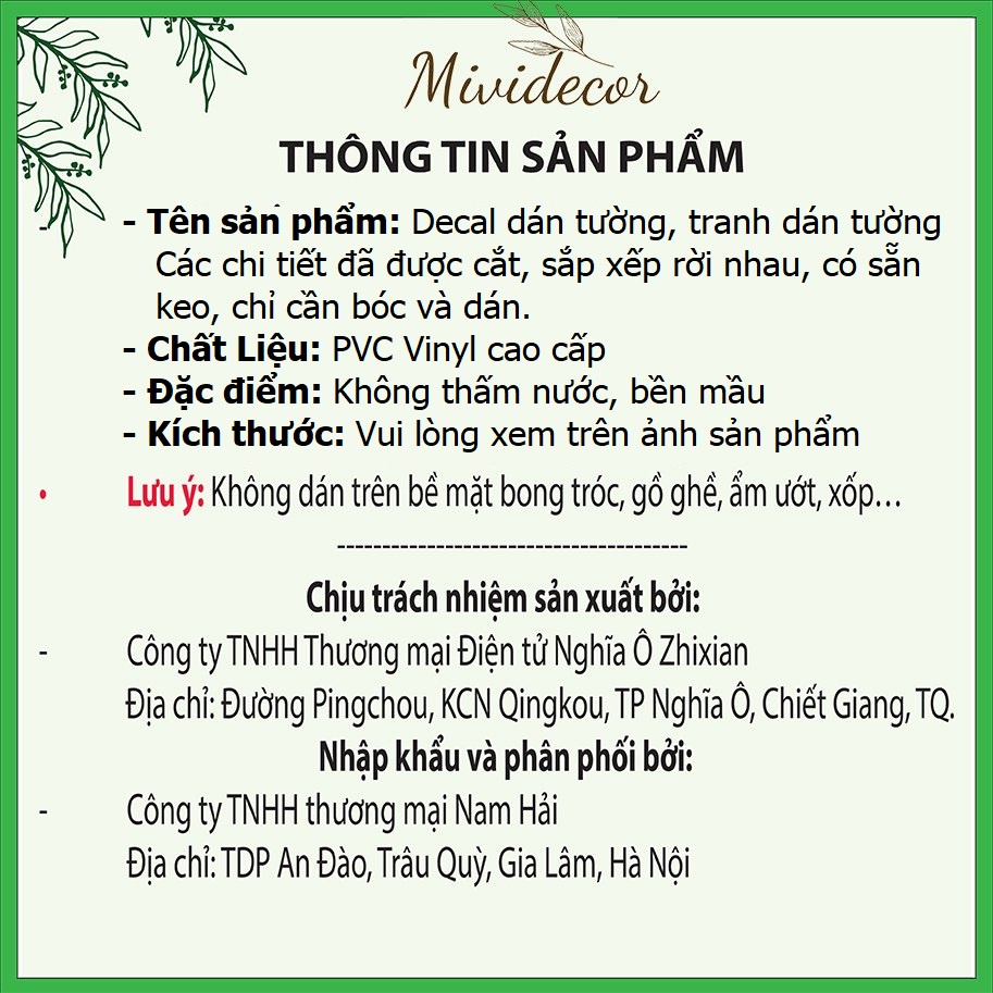 Tranh dán tường cho bé Mividecor em bé