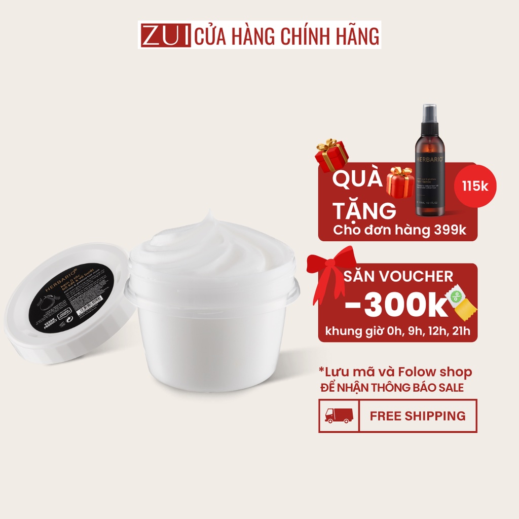 Kem ủ tóc vỏ bưởi bồ kết Herbario 200ml ủ tóc mềm mượt, giảm khô xơ chẻ ngọn phục hồi tóc hư tổn