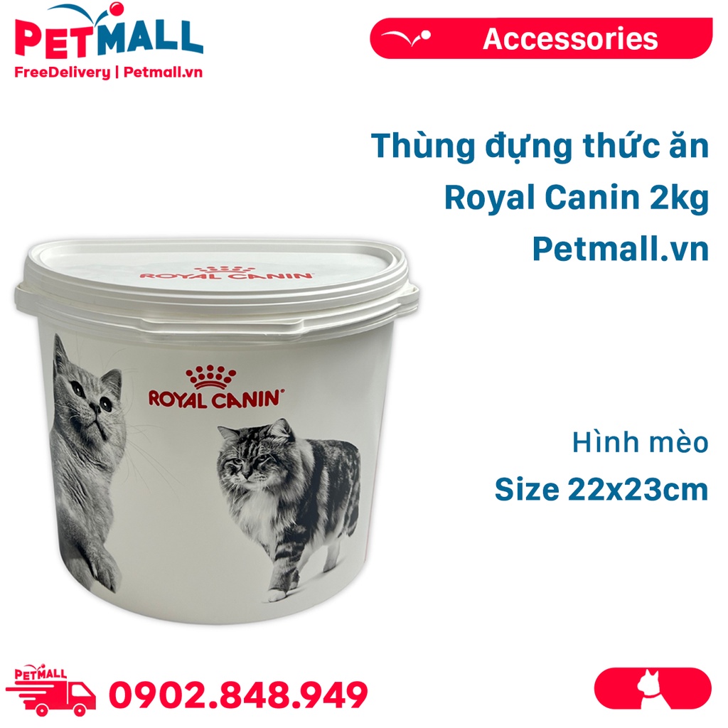 Thùng đựng thức ăn Royal Canin 2kg - Size 22x23cm - Hình mèo M2 Petmall