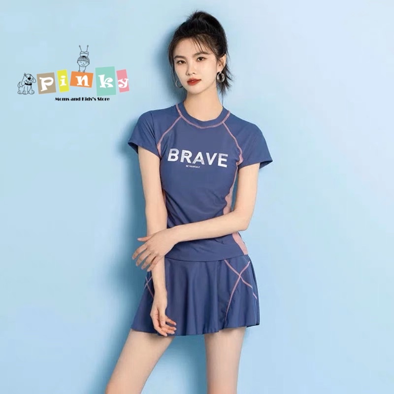 Đồ bơi nữ 2 mảnh cao cấp Big size, áo tắm cộc tay, váy hai lớp