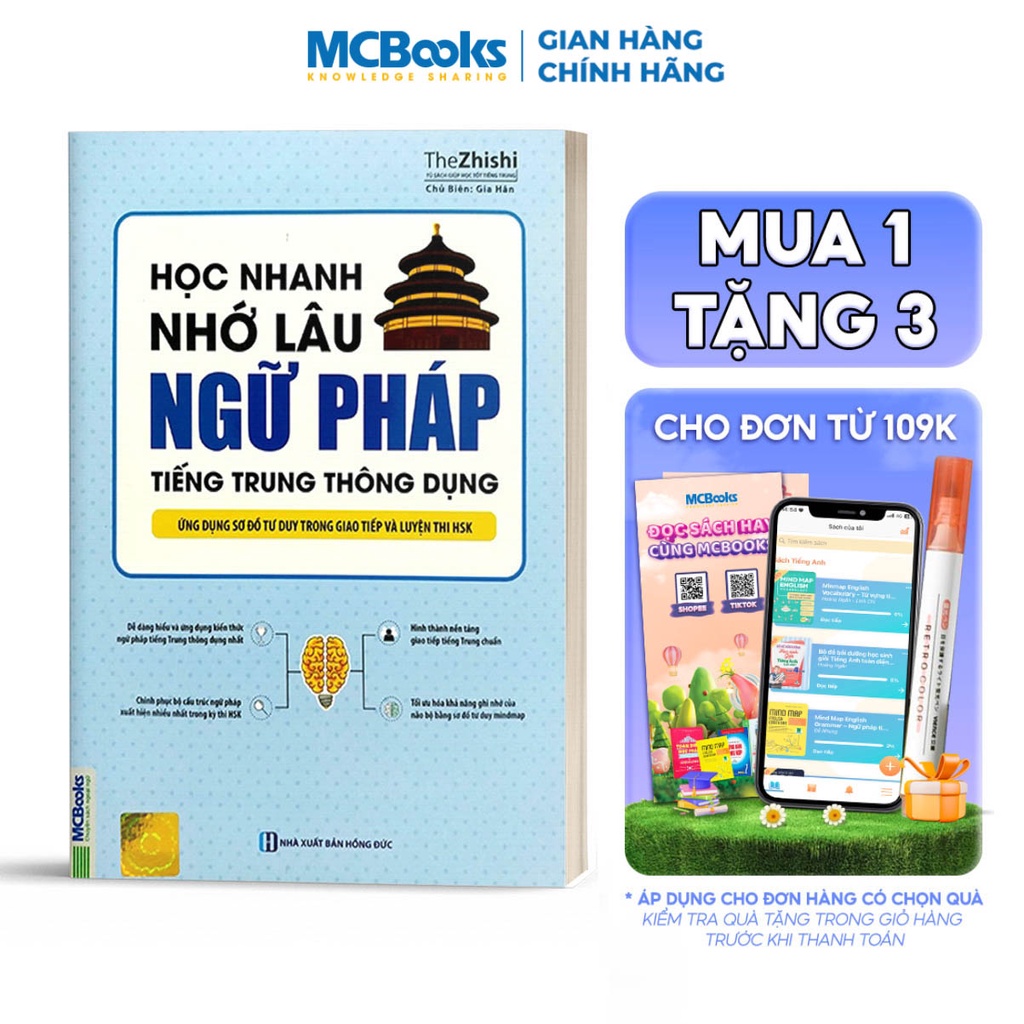 Sách - Học Nhanh Nhớ Lâu Ngữ Pháp Tiếng Trung Thông Dụng - Ứng Dụng Sơ Đồ Tư Duy Trong Giao Tiếp Và Luyện Thi HSK