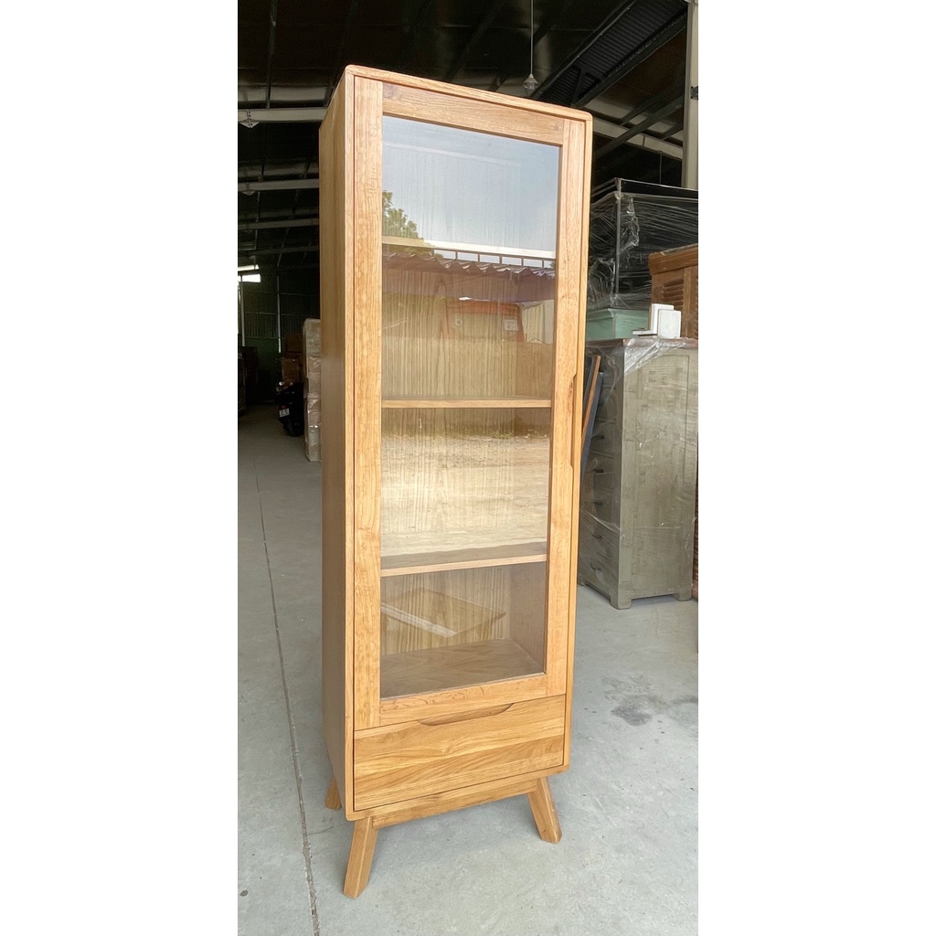 Tủ trưng bày gỗ sồi Mỹ 1 cánh 1 ngăn kéo