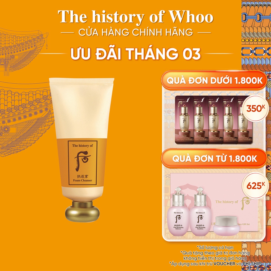  Sữa rửa mặt dưỡng ẩm The history of Whoo Gongjinhyang Facial Foam Cleanser 180ml
