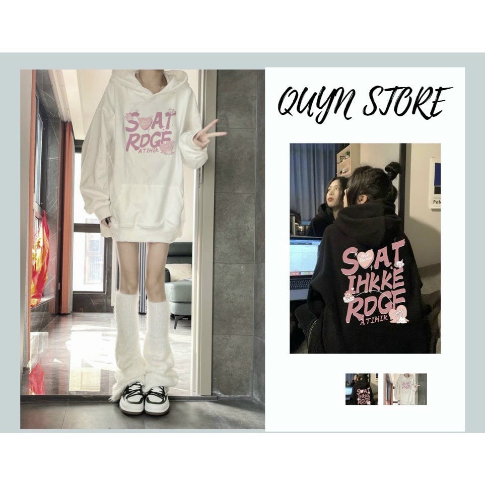 Áo Sweater Nỉ Chân Cua SOAT RDGE Áo Dài Tay In Chữ Hồng Có 2 Màu Phong Cách Hàn Quốc Cực Hot