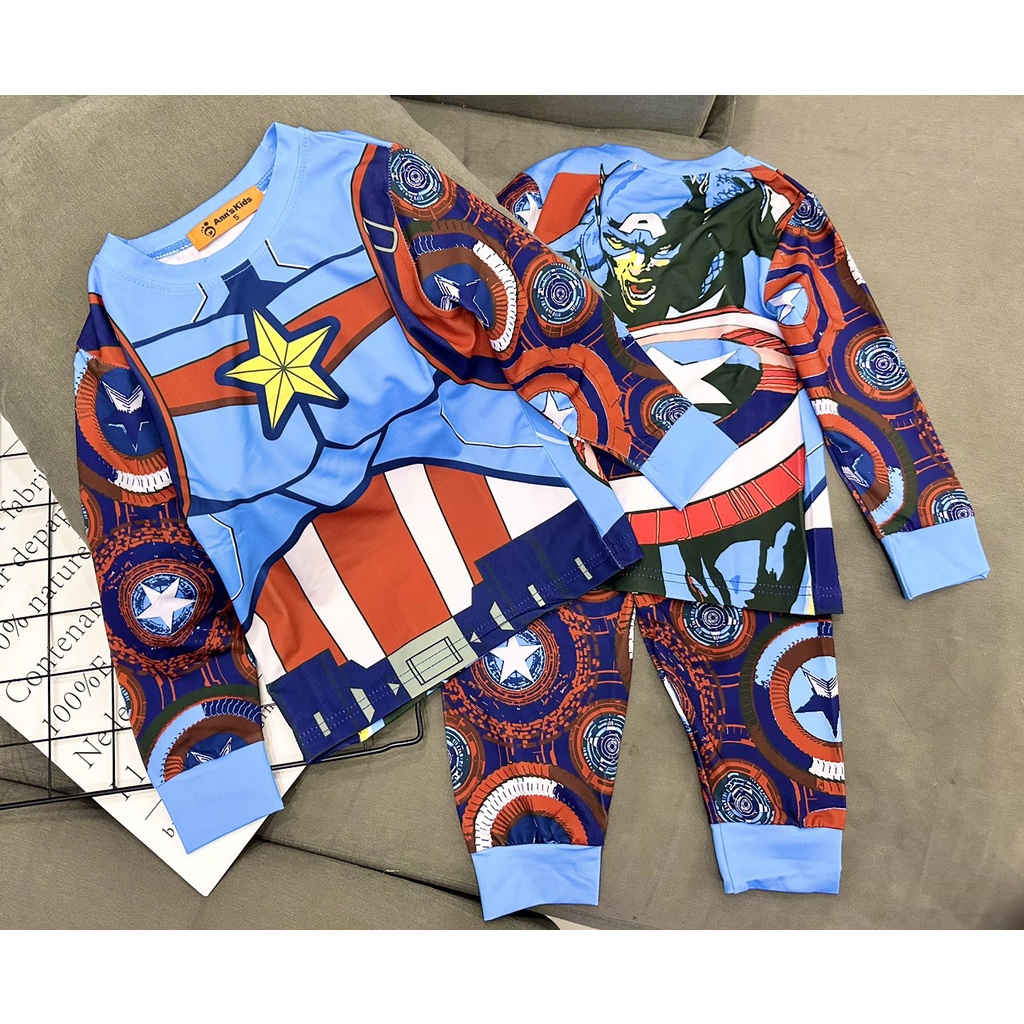 Bộ Tay dài quần dài Thun lạnh 3D loại 1 Ann's Kids siêu nhân cơ bắp cho bé trai size nhí từ12-22kg-Đồ bộ cho bé-Pikakids