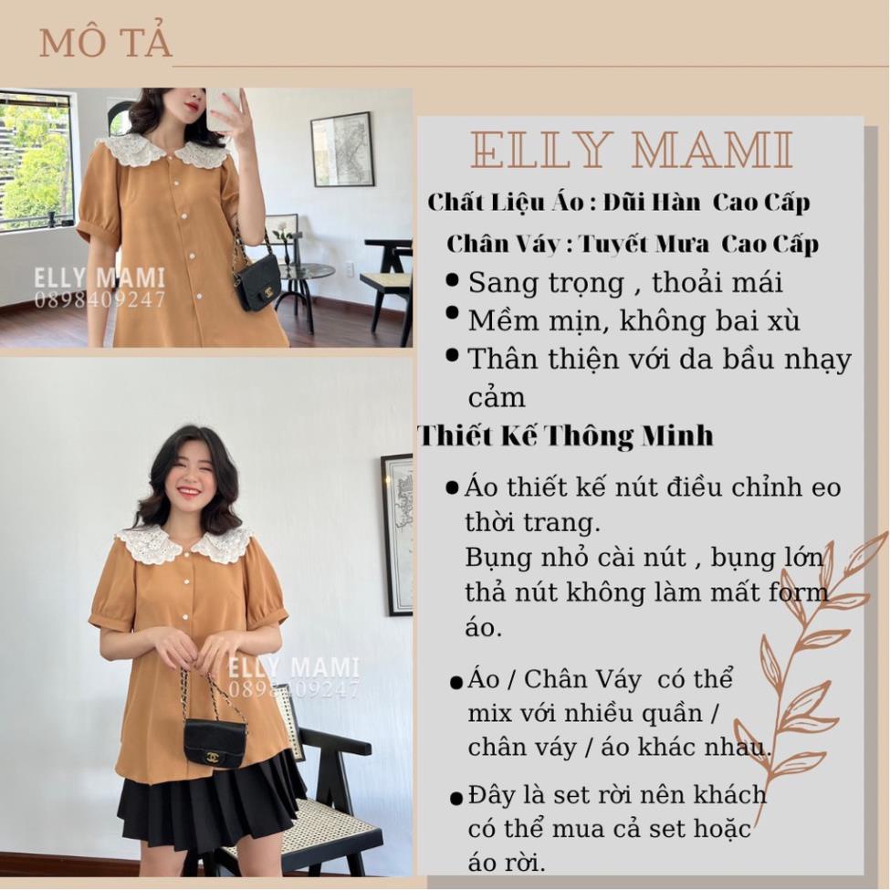 Áo Bầu , Big Size Cổ Thêu Bèo Tay Phồng Form Dễ Mặc , Mặc Thoải Mái Suốt Thai Kì &amp; Sau Sinh Thiết Kế