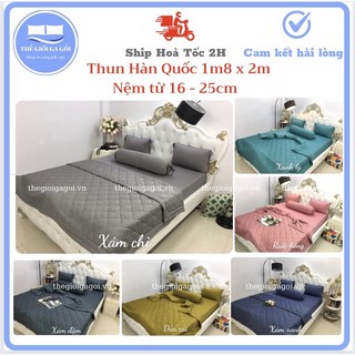 Bộ ga giường 1m8 x 2m Thun lạnh Hàn Quốc trơn 1 màu 4 món mát lạnh cao cấp