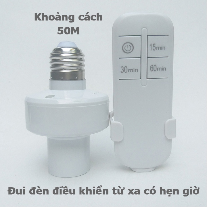 Đui đèn điều khiển từ xa bằng sóng bật tắt từ xa hẹn giờ thông minh [ Tặng Pin ]