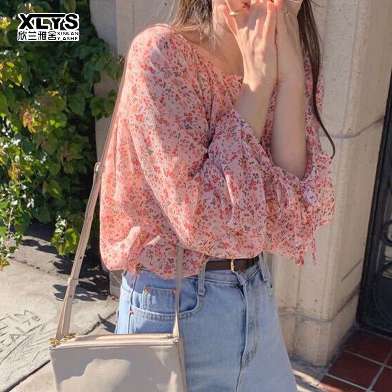 Áo sơ mi XINLANYASHE in hoa thời trang Hàn Quốc mới cho nữ