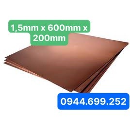 Đồng tấm lá đỏ , dày 1,5mm , rộng 60cm , dài 20cm