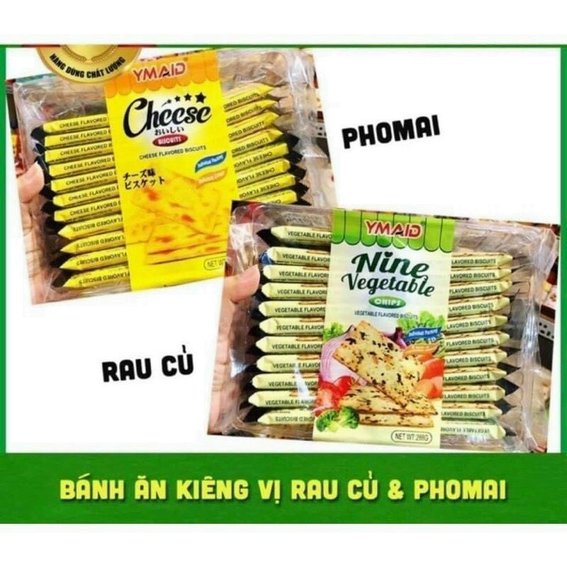 Bánh quy vị rau củ và phomai Ymaid/ Super Viviga HongKong 288g, bánh ăn kiêng, bánh cho người tiểu đường date mới