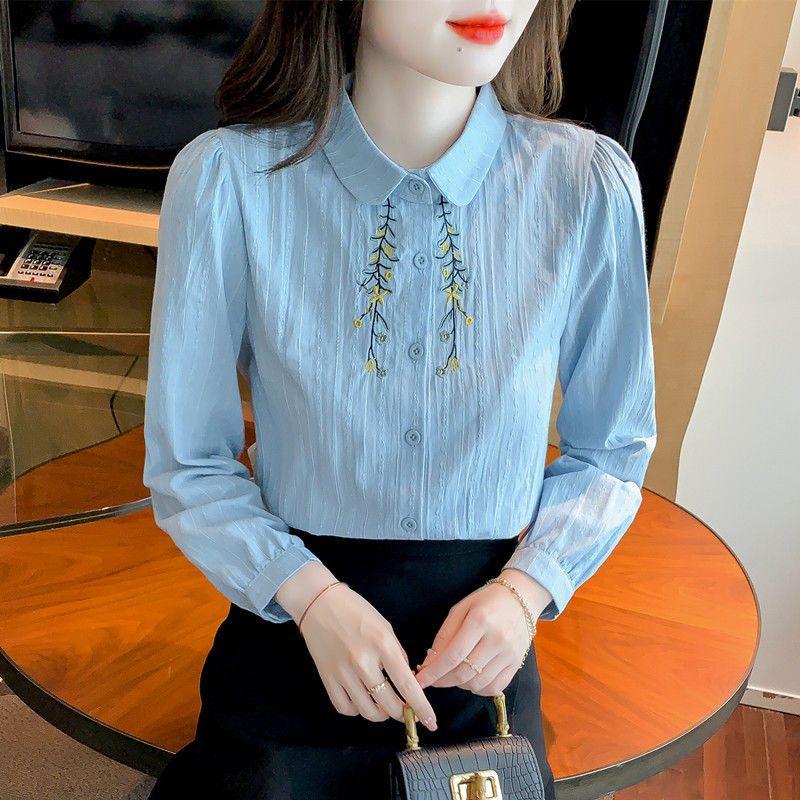 Áo Sơ Mi Cotton Thêu Họa Tiết Thời Trang Cho Nữ