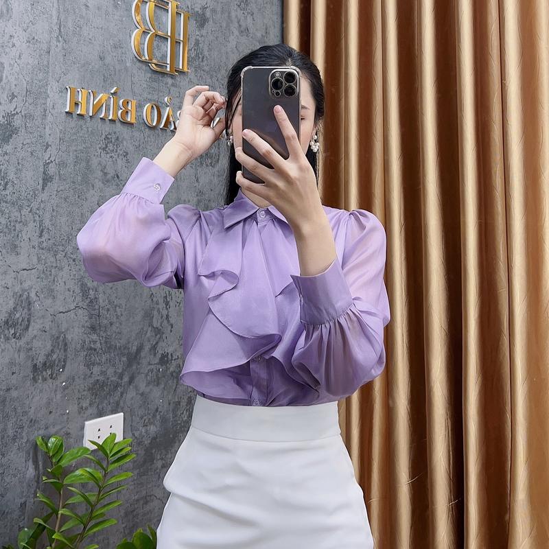 Áo sơ mi nữ  Sơ mi tơ xinh bèo, không nhăn nhàu, thoáng mát - BA23.008