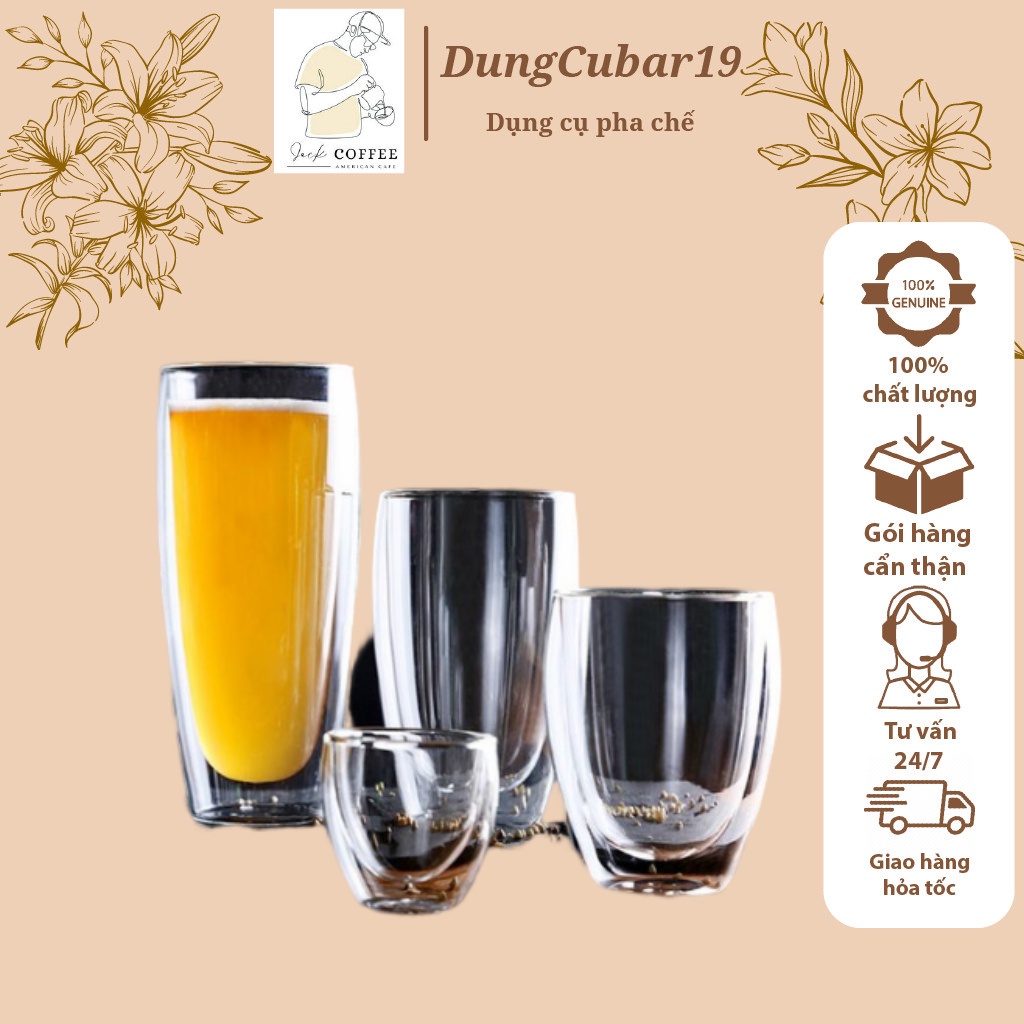Ly Thủy Tinh 2 Lớp - Cốc Thủy Tinh 2 Lớp - Cốc Thủy Tinh 2 Đáy - Dụng Cụ Pha Chế
