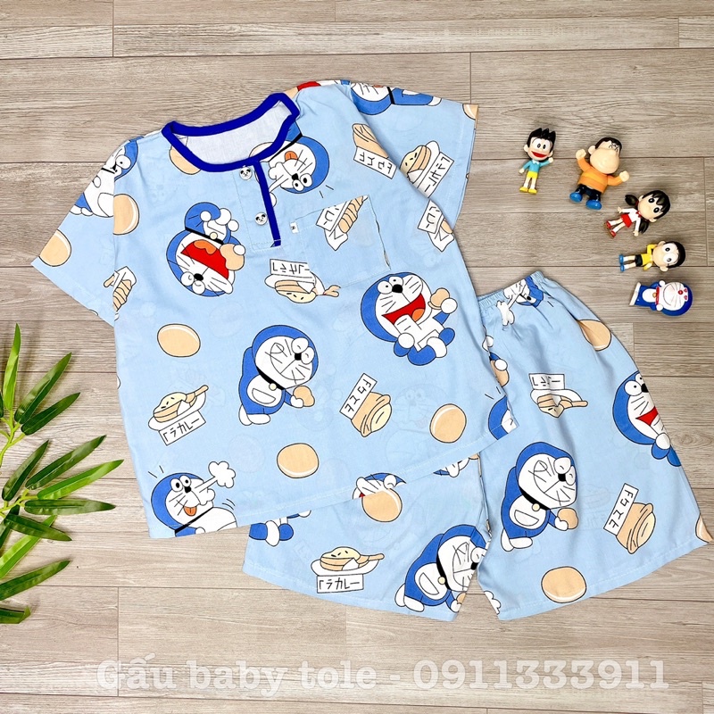 Đồ bộ tole/lanh bé trai tay ngắn quần đùi phối GAUBABYTOLE mềm mịn thấm hút mồ hôi phù hợp cho bé 8-25kg