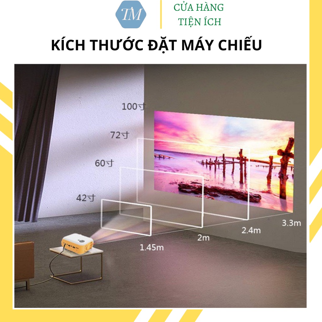 Máy chiếu mini  A10, máy chiếu FullHD kết nối không dây qua Wifi - Tặng màn hinh chiếu 100 inch - SET2176