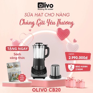 Máy xay sữa hạt đa năng olivo cb20 -tặng cối xay khô, sách ct - 12 chức năng- hàng chính hãng