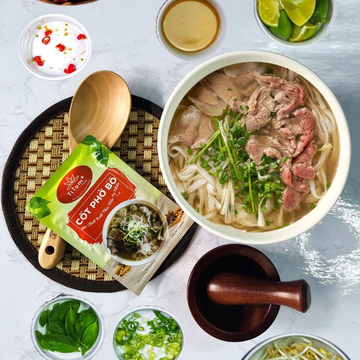 Combo 3 gói gia vị nấu lẩu thái, phở bò, bún riêu nêm sẵn Titom gói 100g, 55g dùng nấu nước lèo phở, bún riêu, lẩu thái