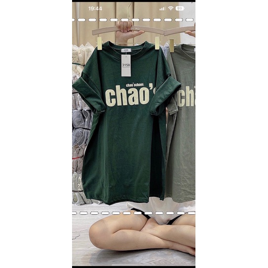 Áo Thun Nữ Form Rộng Chất Đẹp, Áo Phông Chữ Chao Xanh Rêu
