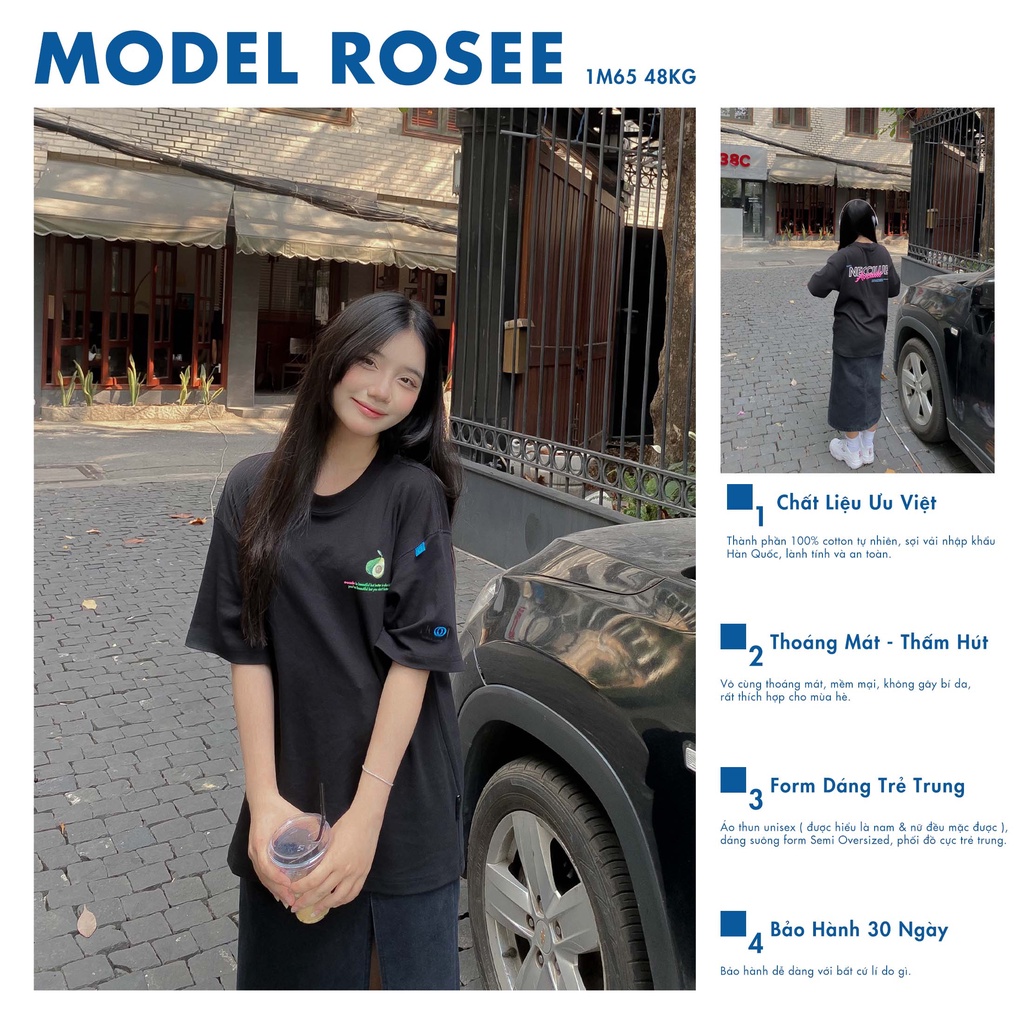 Áo Phông Local Brand Necci Avocado Tee / Black Cotton 100%