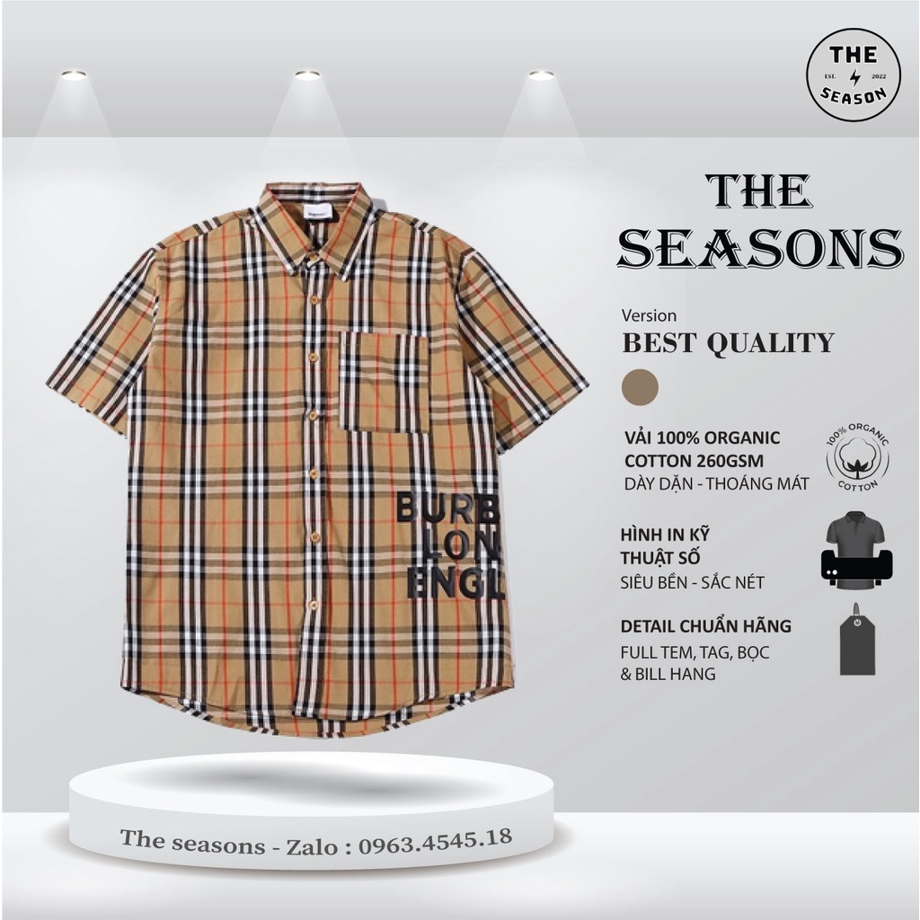 ÁO SƠ MI BURBERRY UNISEX V2 , ÁO SƠ MI BBR LONDON SỌC KẺ VÀNG NAM NỮ UNISEX The.Seasons