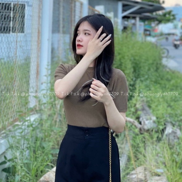 Áo len tay ngắn , áo kiểu nữ chất len dày dặn hàng loại 1 PLA134 - SHOP PHUONG LYNH
