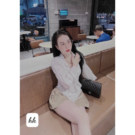 Áo sơ mi dây cổ 2 màu