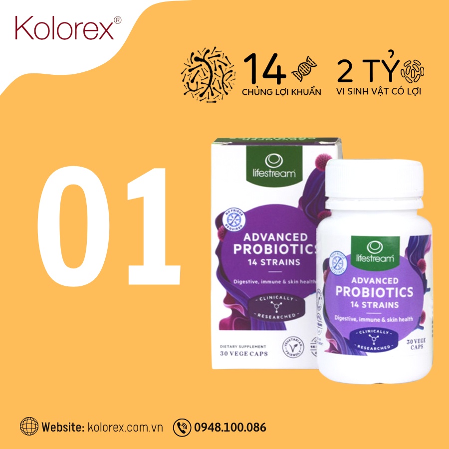 Bộ đôi diệt nấm candida: Gel rửa Kolorex Vaginal Care Wash và Men Vi Sinh Advanced Probiotics
