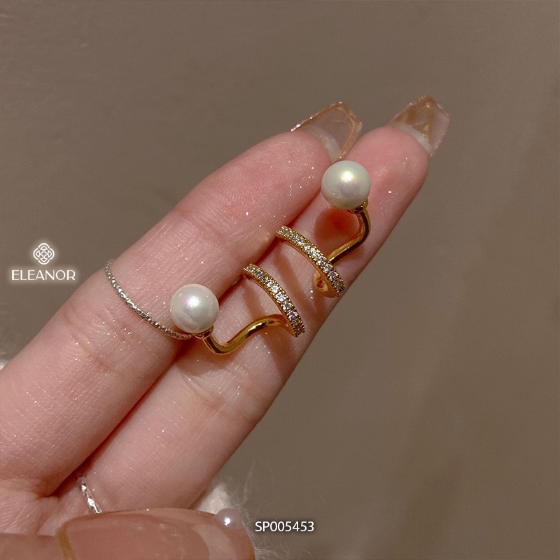 Bông tai nữ chuôi bạc 925 Eleanor Accessories đính đá kết hợp ngọc trai nhân tạo phụ kiện trang sức 5453