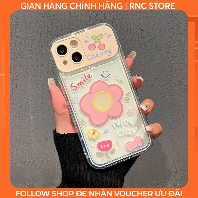 Ốp lưng Iphone XS/11 Pro/12 Pro/14 Pro Max/13/...dẻo trong nắp lật tráng gương che camera hình Smile