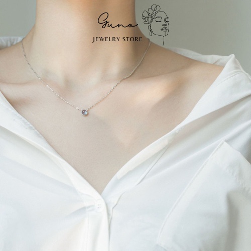 Dây chuyền bạc 925 đá mặt trăng moonstone may mắn hợp mệnh _ gunojewelry