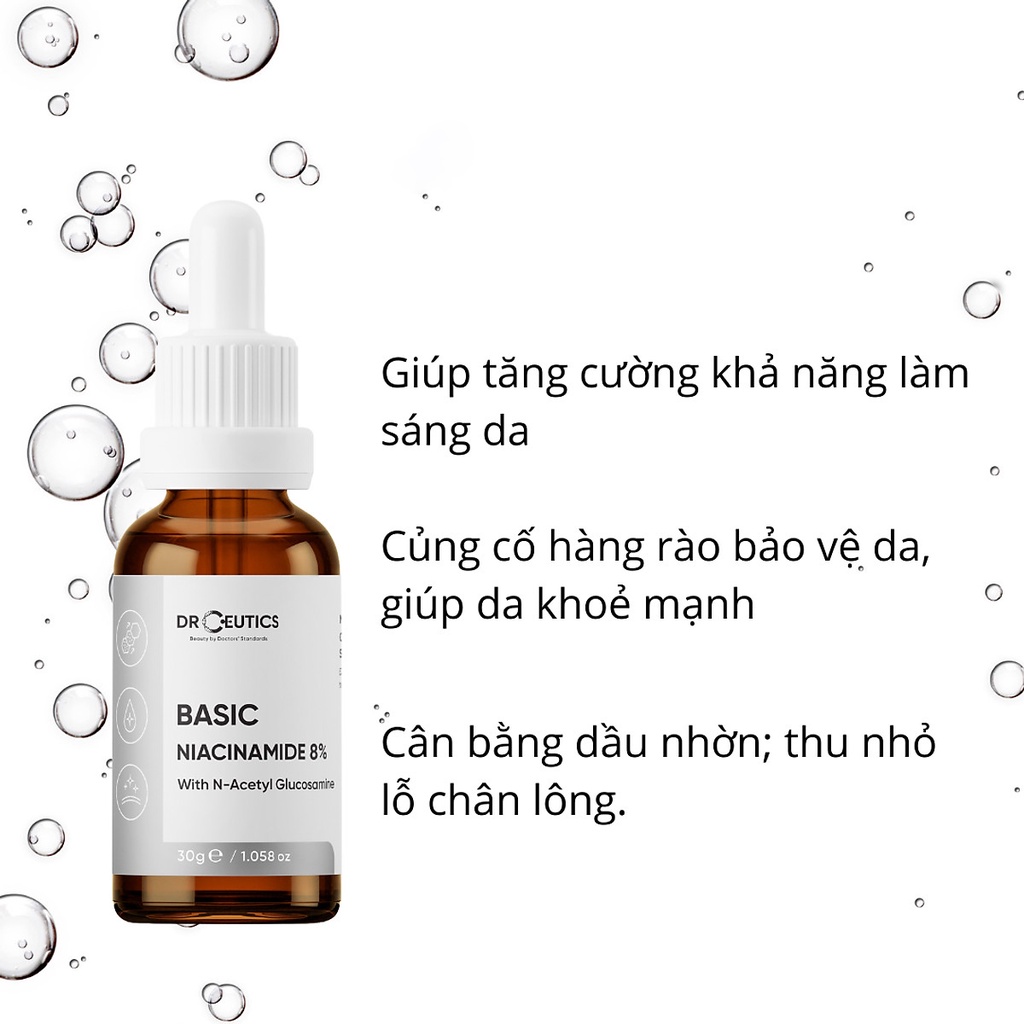 Tinh Chất Cho Da Dầu Mụn DrCeutics Niacinamide 8% Basic 30g