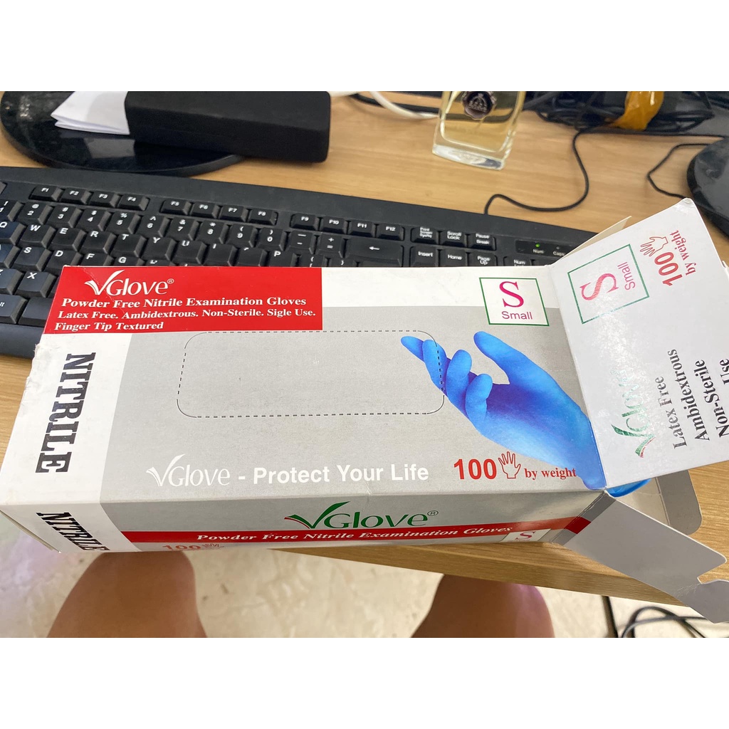Găng tay y tế | gang tay nitrile xanh không bột hộp 100 chiếc