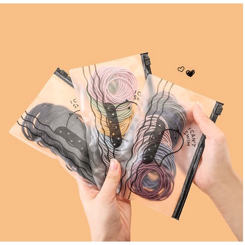 Túi 100 Dây Thun Buộc Tóc Đuôi Ngựa Dây Buộc Tóc Cho Nữ Đen Trơn Vintage