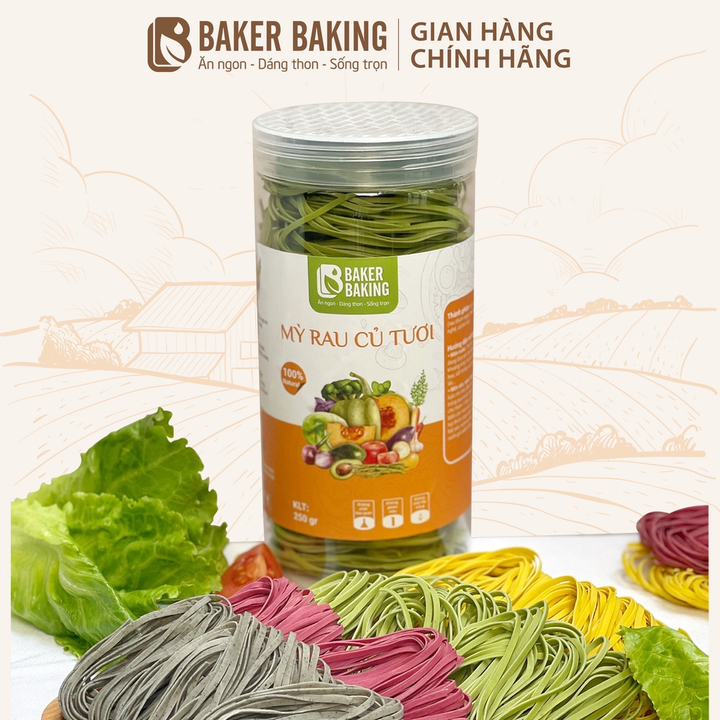Mì chũ rau củ Baker Baking không chất bảo quản phù hợp cho người ăn chay, bé ăn dặm 250g