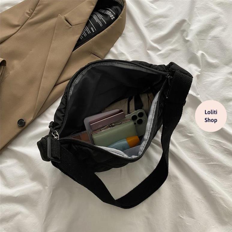 Túi đeo chéo, túi đeo vai vải Oxford nhẹ, chống thấm, chỉ thêu hình thoi thời trang LOLITI TDC655