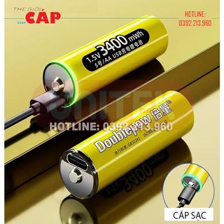 Pin sạc có cổng typec usb aa 1.5v doublepow 3400mwh hỗ trợ sạc trực tiếp