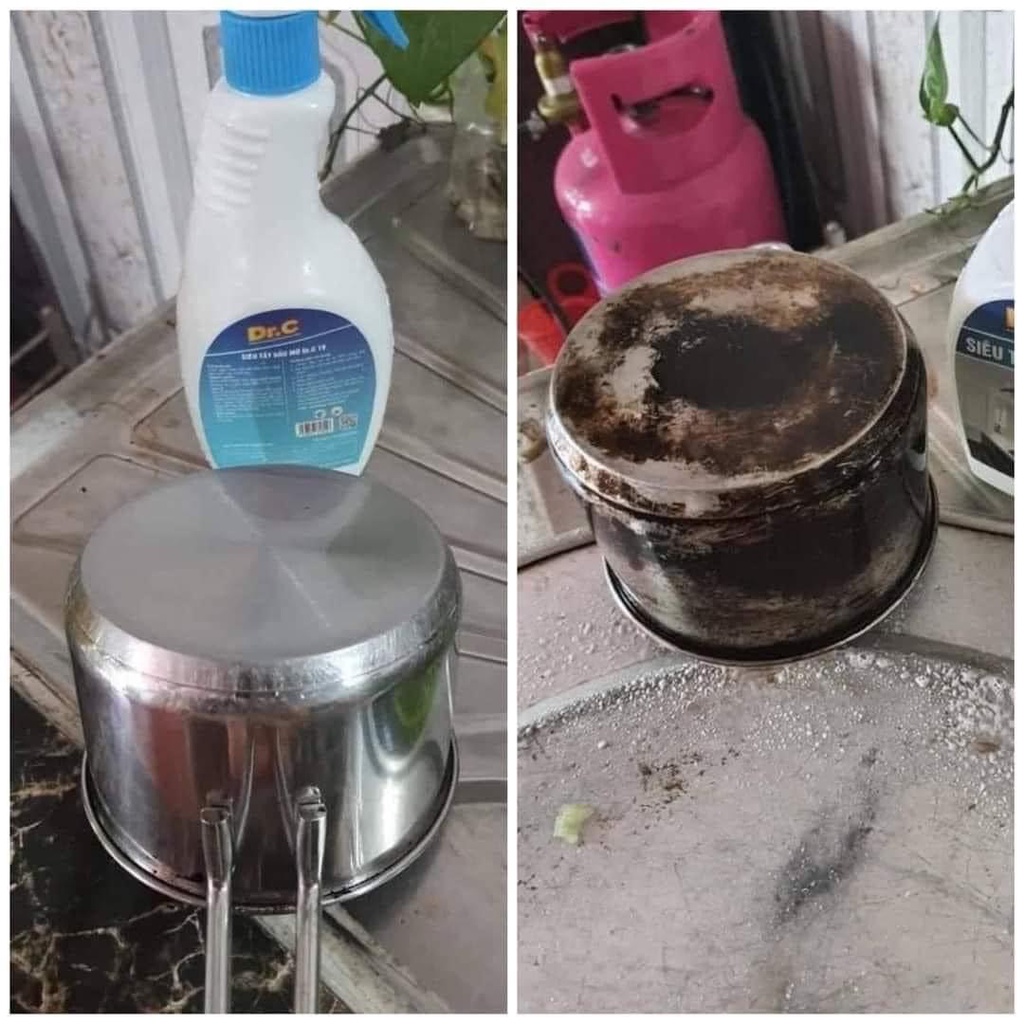 Dung dịch tẩy dầu mỡ tẩy xoong tẩy vỉ hút mùi tay bếp ga nước tẩy mỡ tẩy đa năng DR.C 500ml